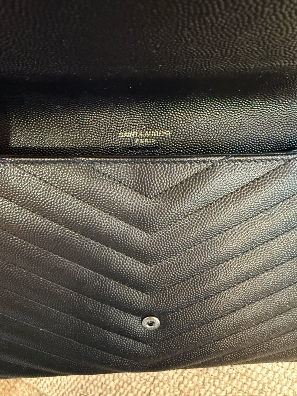 Saint Laurent (YSL) Cassandre Matelassé Flap Pouch - All Black - Picture 6 of 12